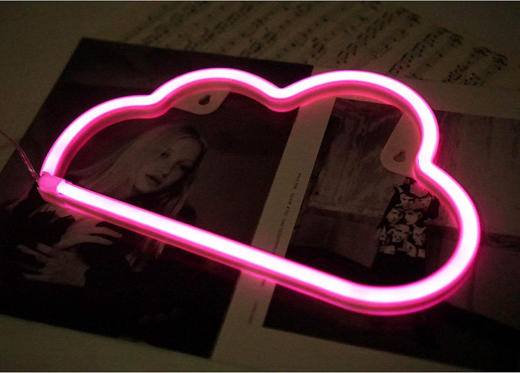 Cute Neon Cloud Sign, Battery or USB Powered Night Light as Wall Decor for Kids Room, Bedroom, Festival, Party (Cloud-P)