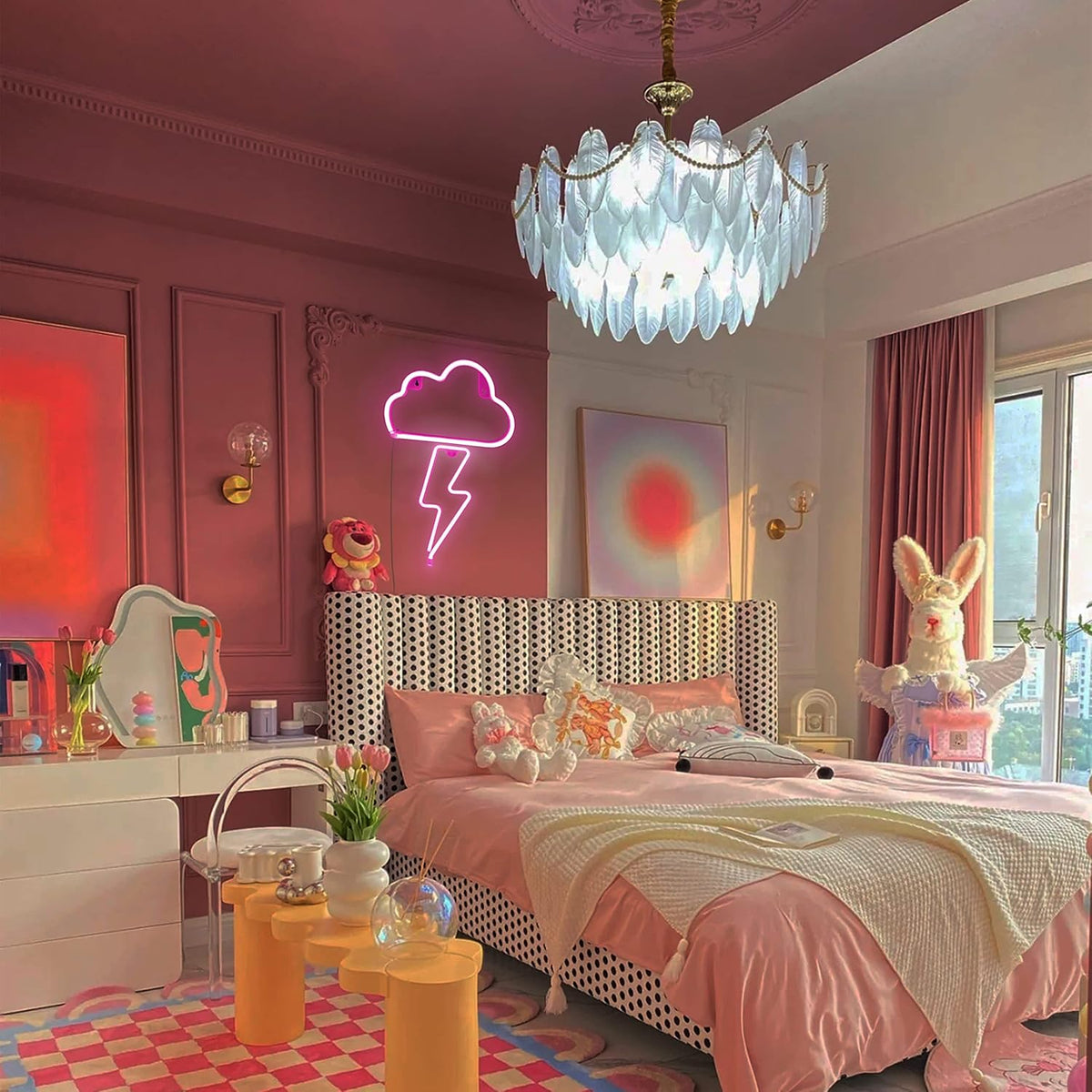 Cute Neon Cloud Sign, Battery or USB Powered Night Light as Wall Decor for Kids Room, Bedroom, Festival, Party (Cloud-P)