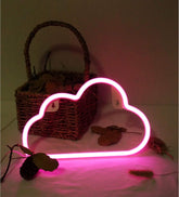 Cute Neon Cloud Sign, Battery or USB Powered Night Light as Wall Decor for Kids Room, Bedroom, Festival, Party (Cloud-P)