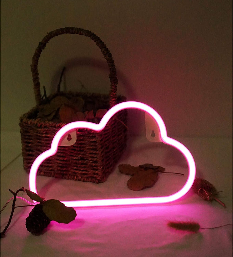 Cute Neon Cloud Sign, Battery or USB Powered Night Light as Wall Decor for Kids Room, Bedroom, Festival, Party (Cloud-P)
