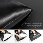 Black Satin Pillowcase for Hair and Skin, Vegan Silk Pillowcase Set-2 Satin Pillowcases, 1 Eye Mask, 1 Scrunchie-Luxury Sleep Set, Silky Standard Satin Pillow Cases with Envelope Closure