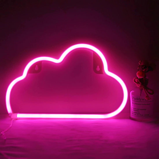 Cute Neon Cloud Sign, Battery or USB Powered Night Light as Wall Decor for Kids Room, Bedroom, Festival, Party (Cloud-P)