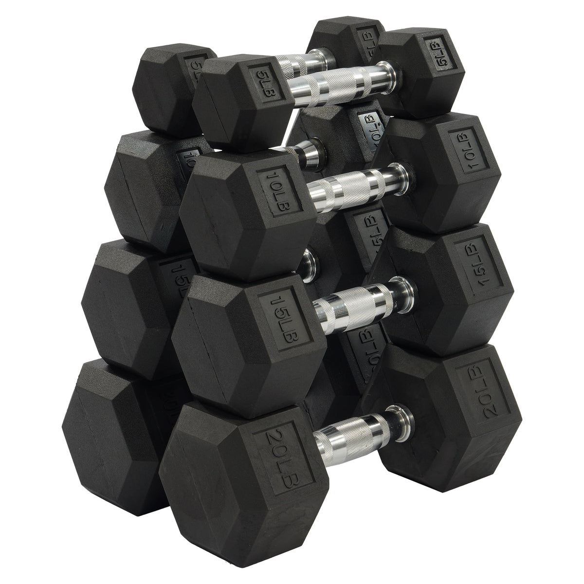 Dumbbell Set, Pairs of 5 Lb, 10 Lb, 15 Lb, and 20 Lb