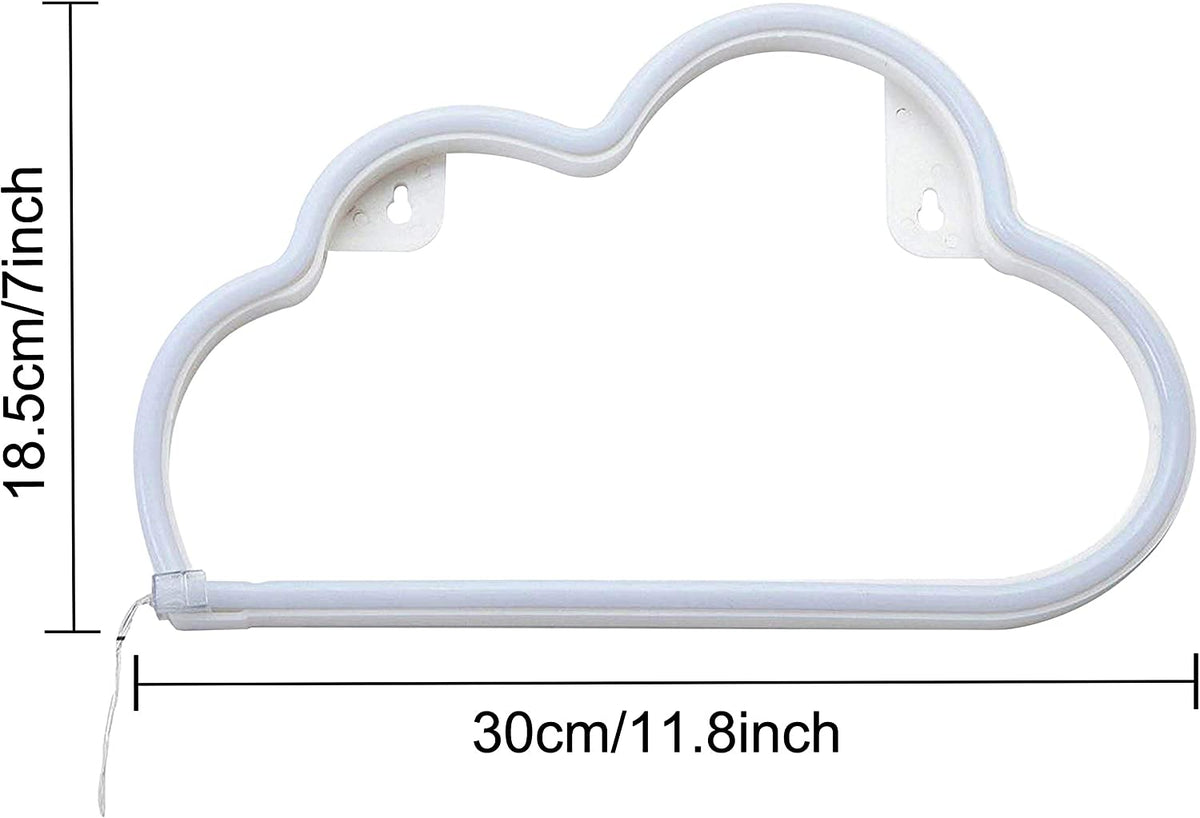 Cute Neon Cloud Sign, Battery or USB Powered Night Light as Wall Decor for Kids Room, Bedroom, Festival, Party (Cloud-P)